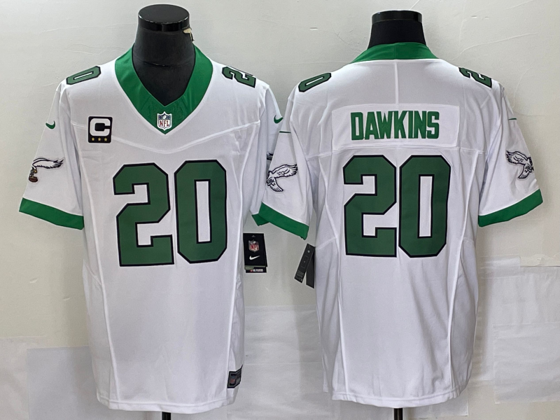 Men's White Philadelphia Eagles #20 Brian Dawkins 2023 F.U.S.E. With C Patch Vapor Untouchable Stitched Football Jersey